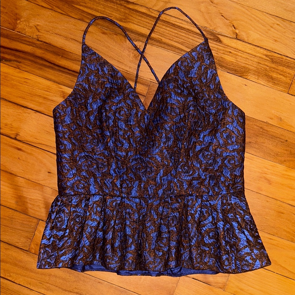 Exquise Blue & Orange Sleeveless Top